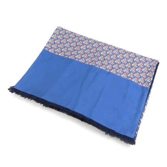 Hermes Scarf Shawl Silk Angora Blue Navy Multicolor Women's e60079a